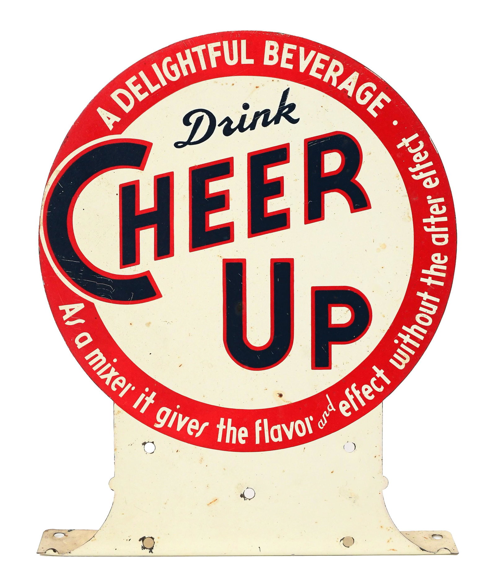 Cheer Up Tin Advertising Flange Sign: Cheer Up Tin Advertising Flange Sign mid-20th century 12 1/2 x 10 inches Provenance: Private Collection, New York