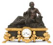 Raingo Fr&#232;res Gilt & Patinated Bronze Mantel Clock with Aristotle, Henri Picard (French,