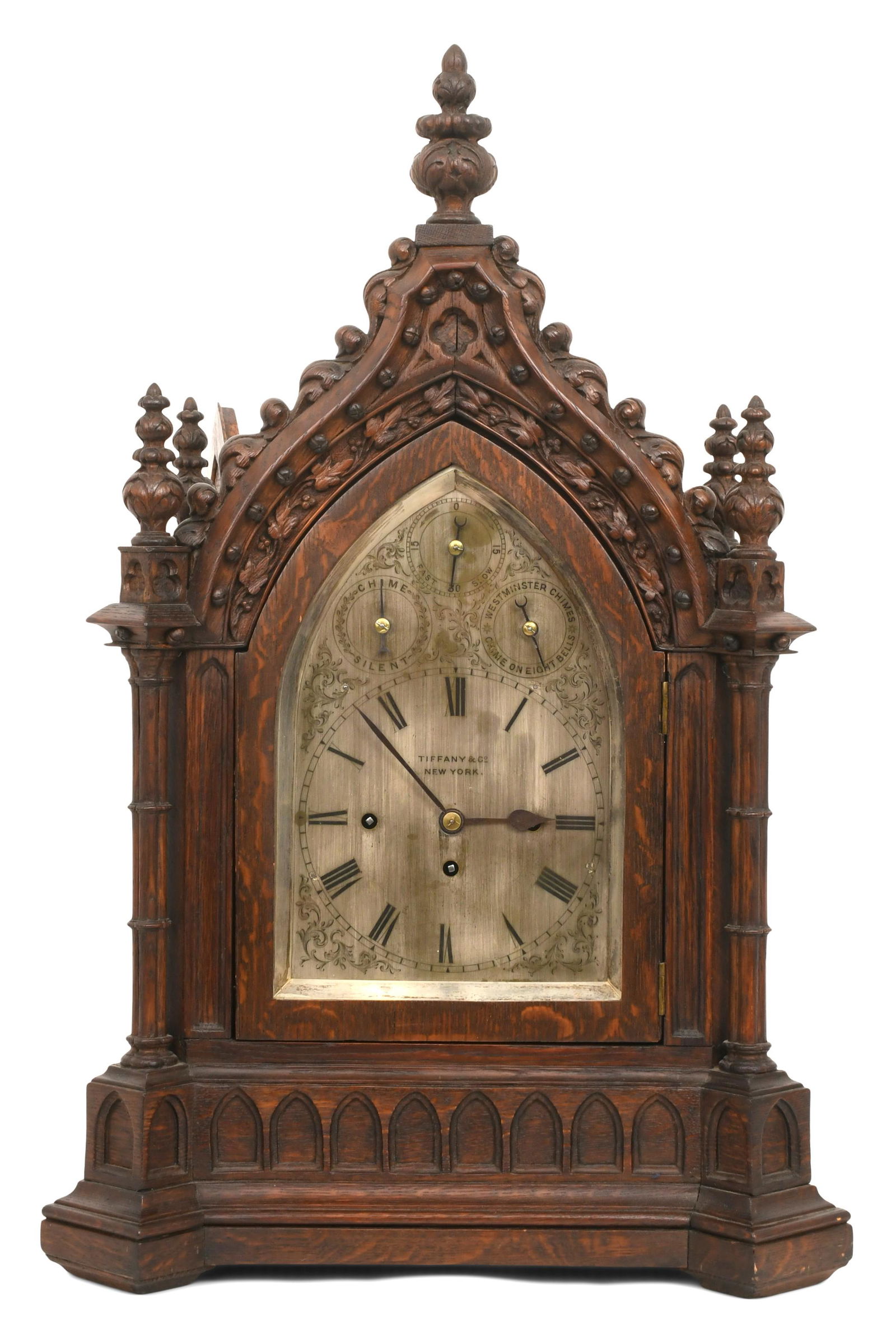 Tiffany & Co. Gothic Revival Triple Fusee Oak Bracket Clock (1 of 8)