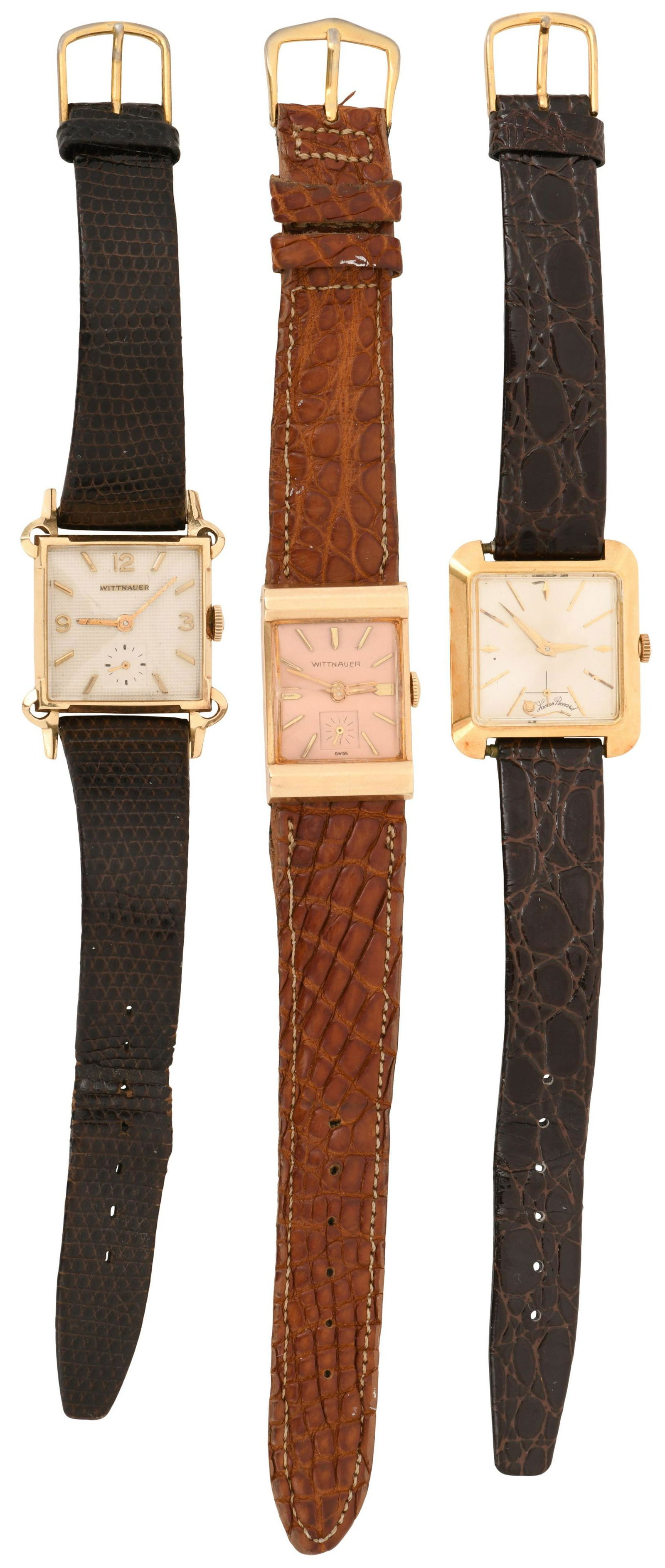 Lot of Three Gold Wristwatches, Two by Wittnauer and One by Lucien Piccard (1 of 2)