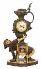 French Polychromed Metal Figural Clock (1 of 7)