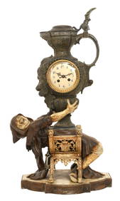 French Polychromed Metal Figural Clock (1 of 7)