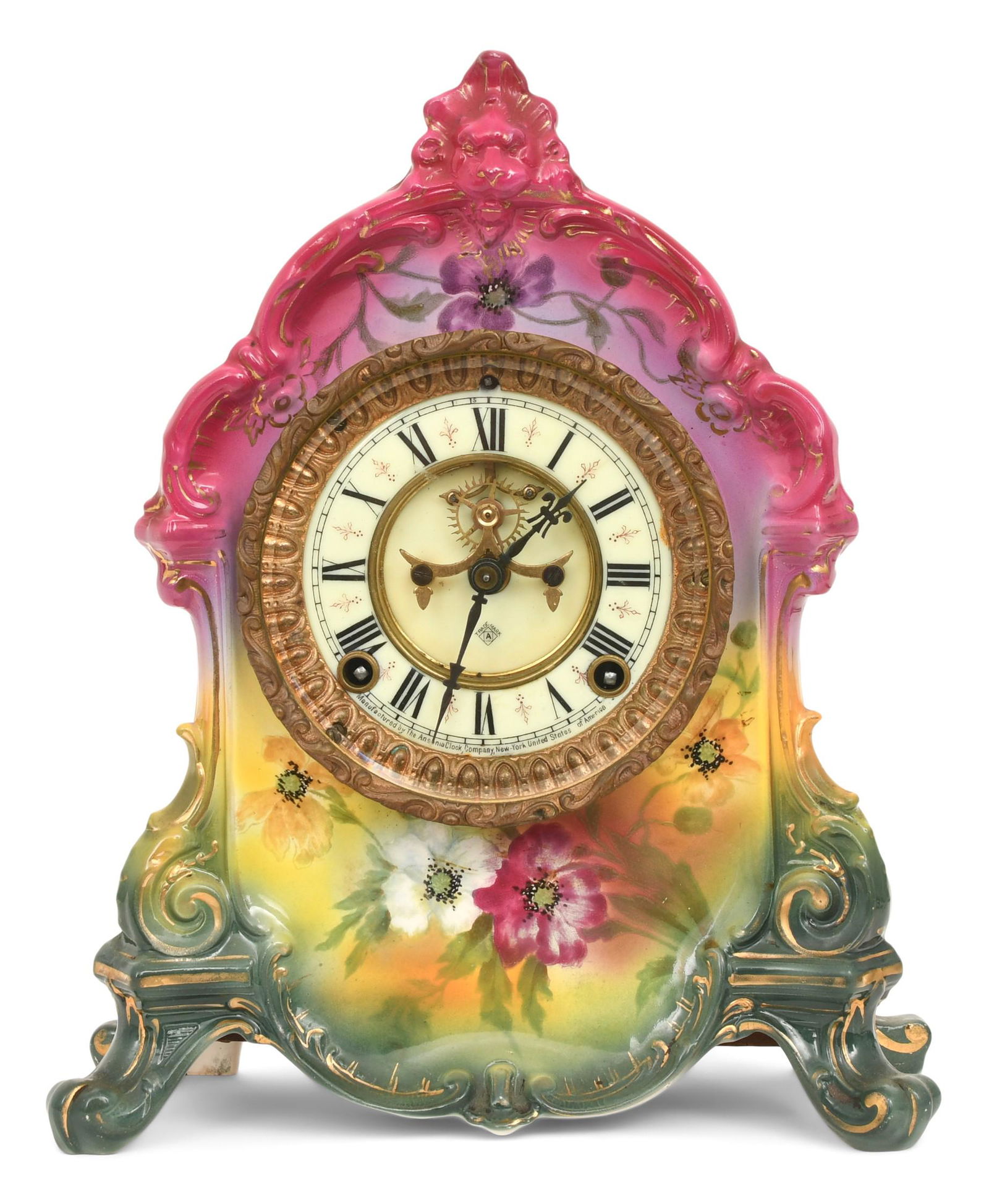 Ansonia Clock Co. "La Rambla" Royal Bonn Porcelain Mantel Clock (1 of 8)