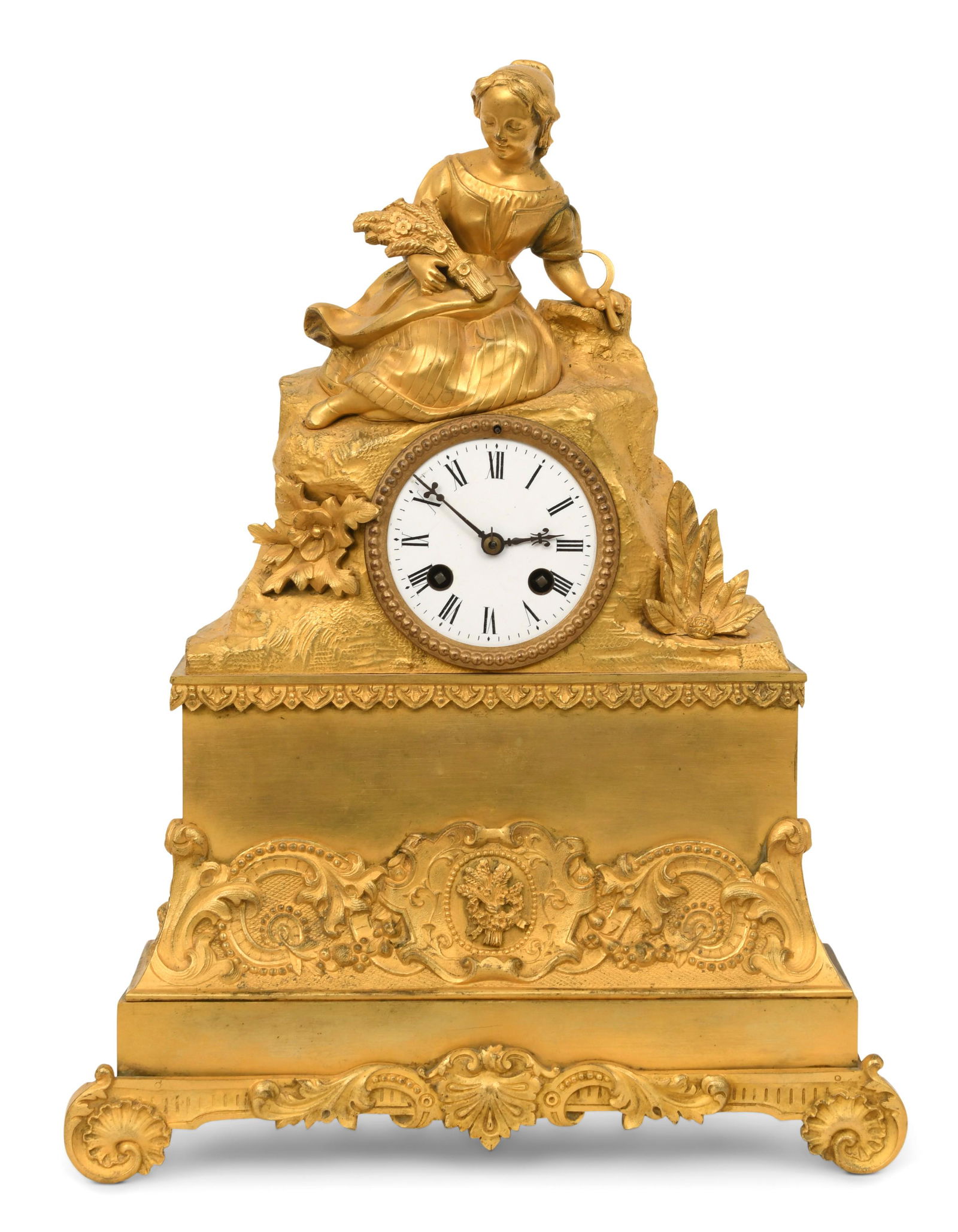 Charles X Gilt Bronze Mantel Clock, France (1 of 6)