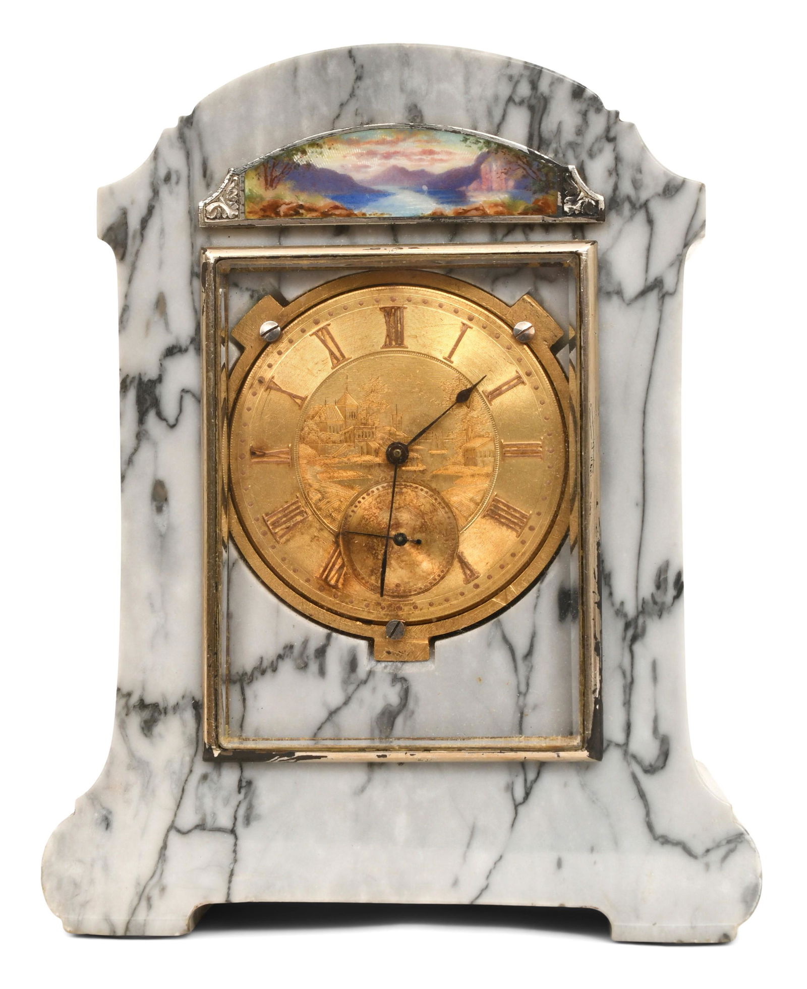 Marble & Guilloche Enamel Desk Clock (1 of 8)