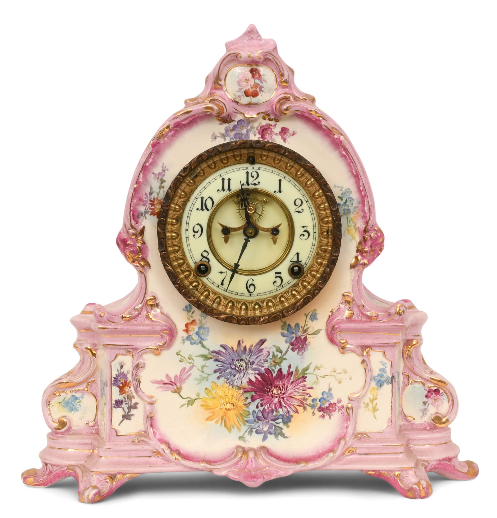 Ansonia Clock Co. "La Manche" Royal Bonn Porcelain Mantel Clock (1 of 10)