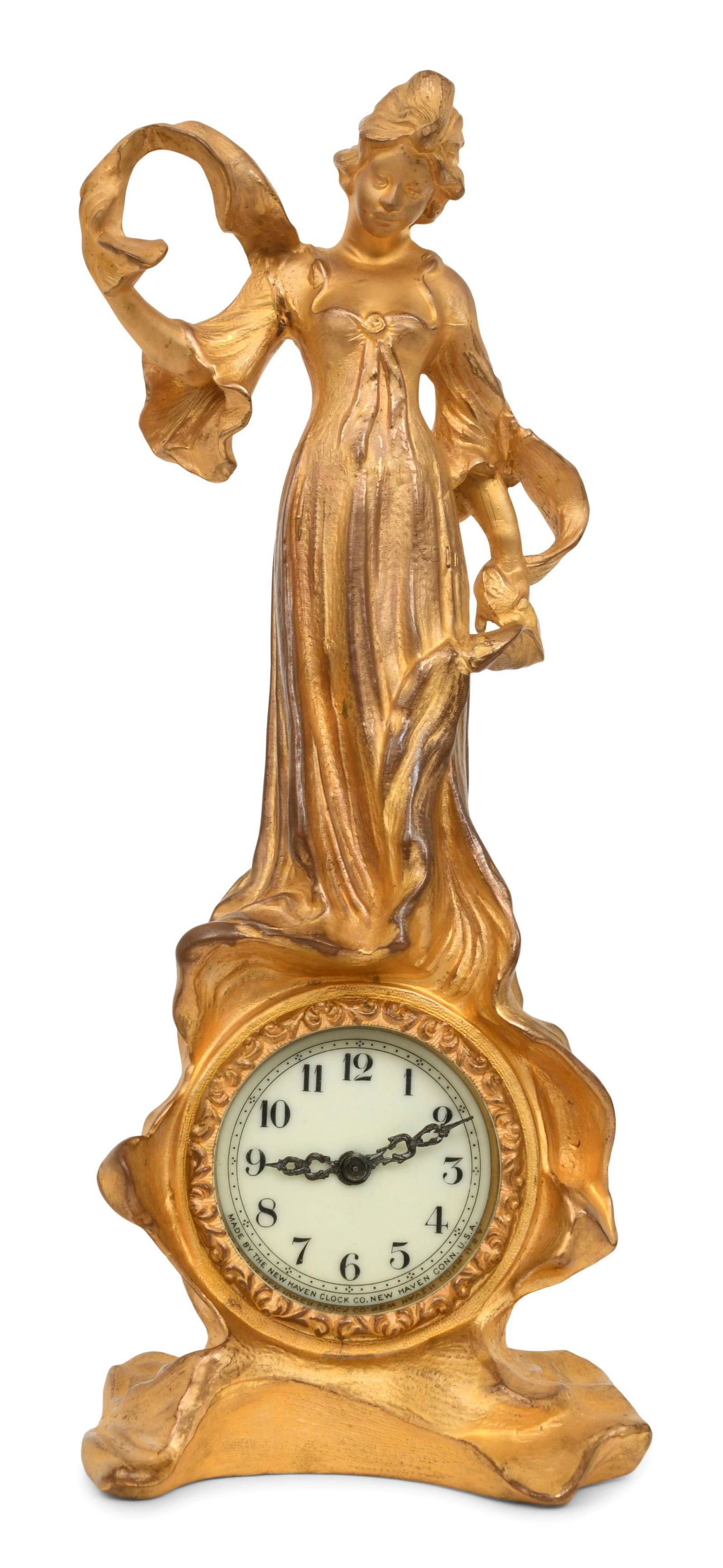 New Haven Clock Co. Gilt Metal Novelty Clock (1 of 6)