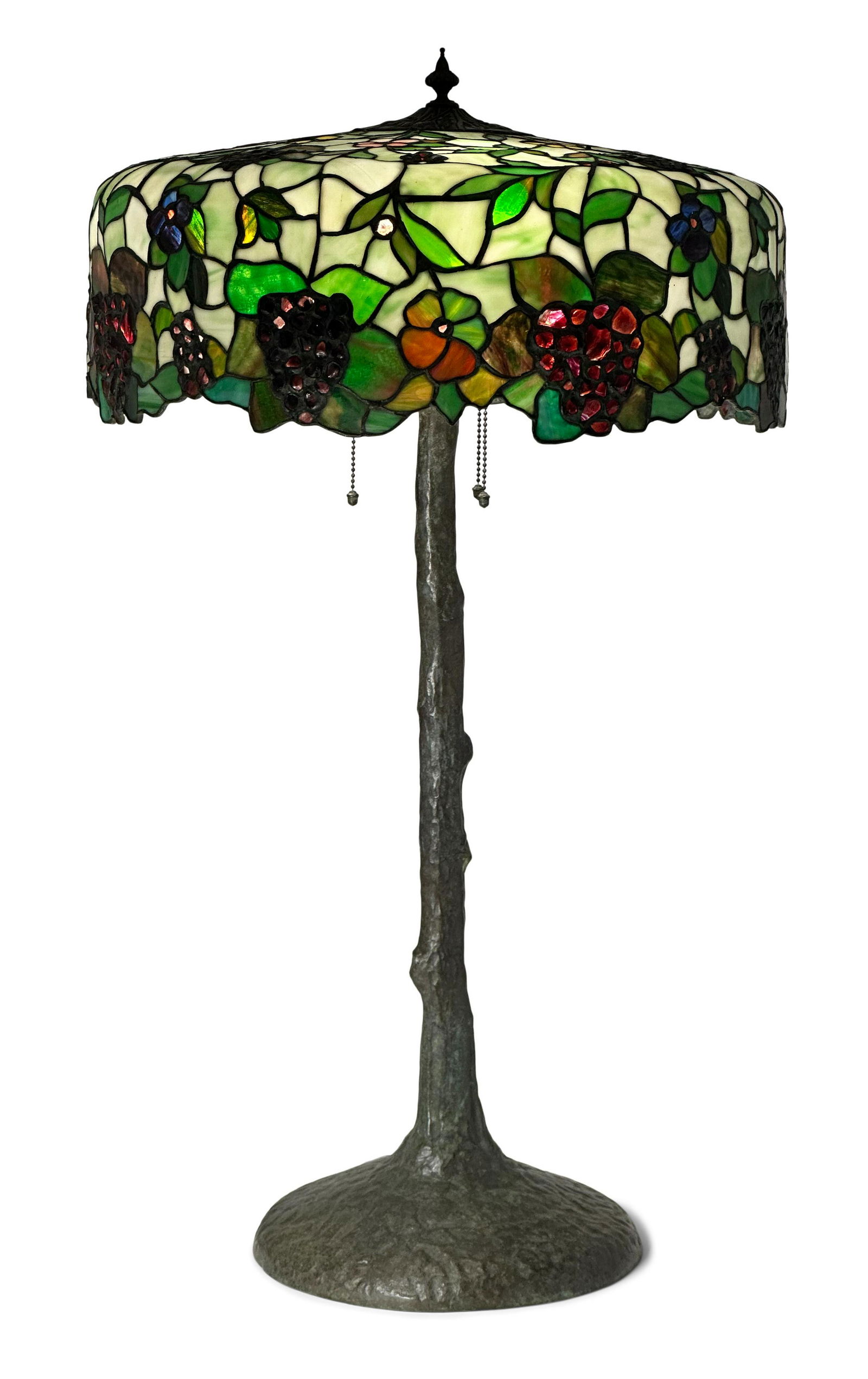 John Morgan & Sons "Grapevine" Table Lamp: John Morgan & Sons"Grapevine" Table Lampearly 20th centuryleaded glass, patinated bronzeunmarked34 1/2 in. high, 20 in. diameter (shade)Provenance: Property from a Massachusetts Collection