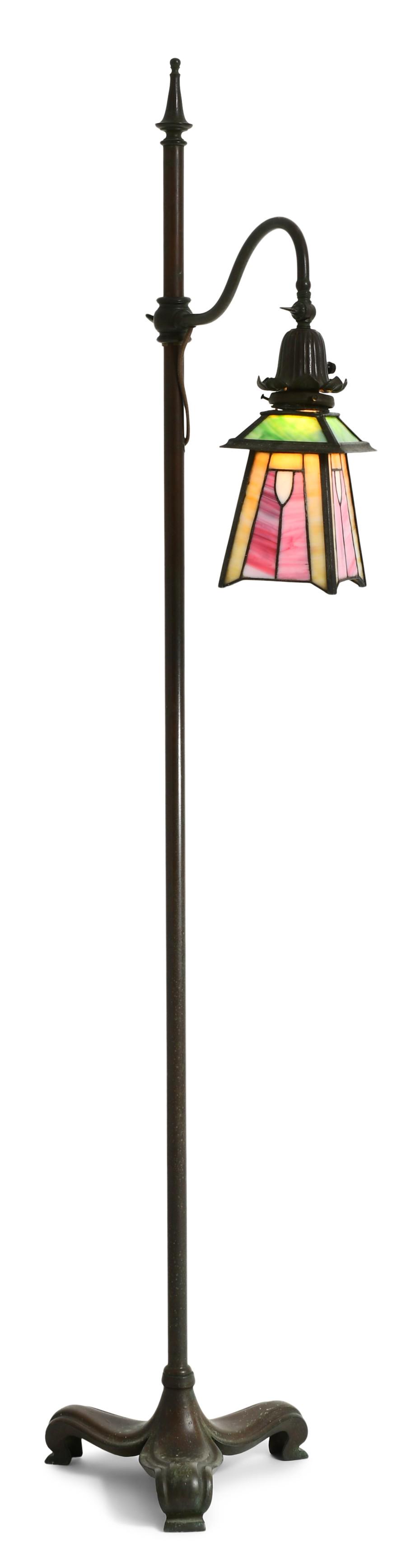 Handel "Gooseneck" Floor Lamp with Leaded Glass Shade (1 of 7)