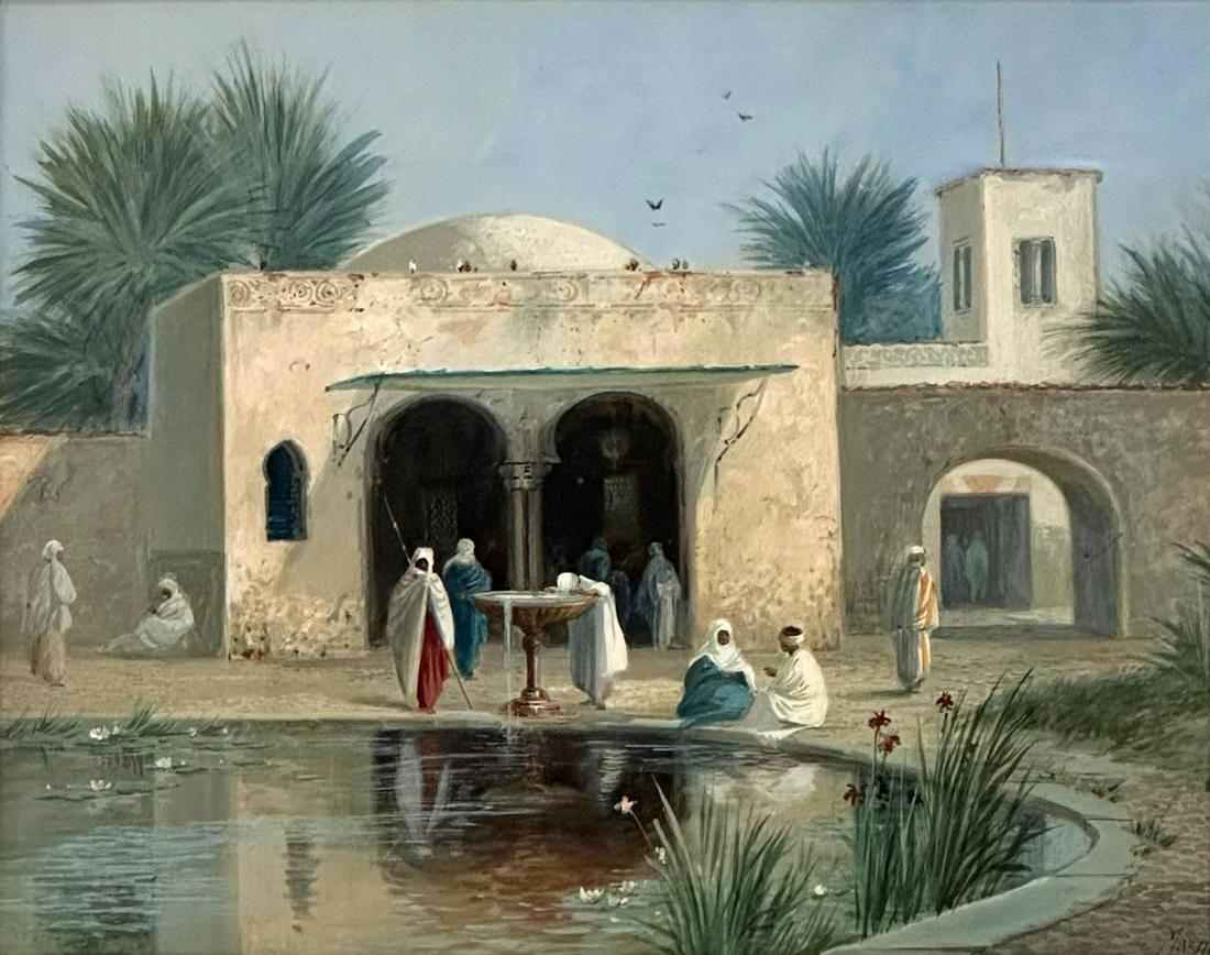 Ciro Mazini (Italian, 19th/20th Century), Oriental Figures in a Courtyard (1 of 4)