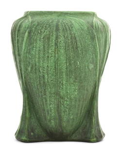 Wheatley Pottery Matte Green Buttress Vase: Wheatley Pottery Matte Green Buttress Vase circa 1920 glazed earthenware unmarked 9 3/4 x 7 3/4 inchesProvenance: Private Collection, East Sandwich, MassachusettsOther Notes: Fontaine's Auction Galler