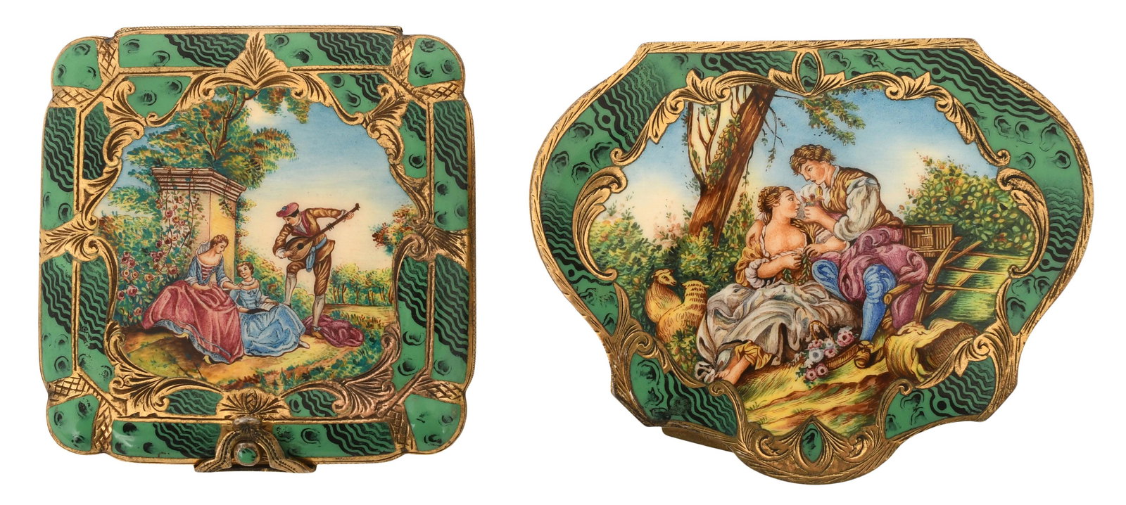Two Enamel and Gilt Silver Compacts (1 of 7)