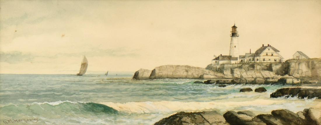 George M. Hathaway (American/British, 1852-1903), "Maine Lighthouse" (1 of 4)