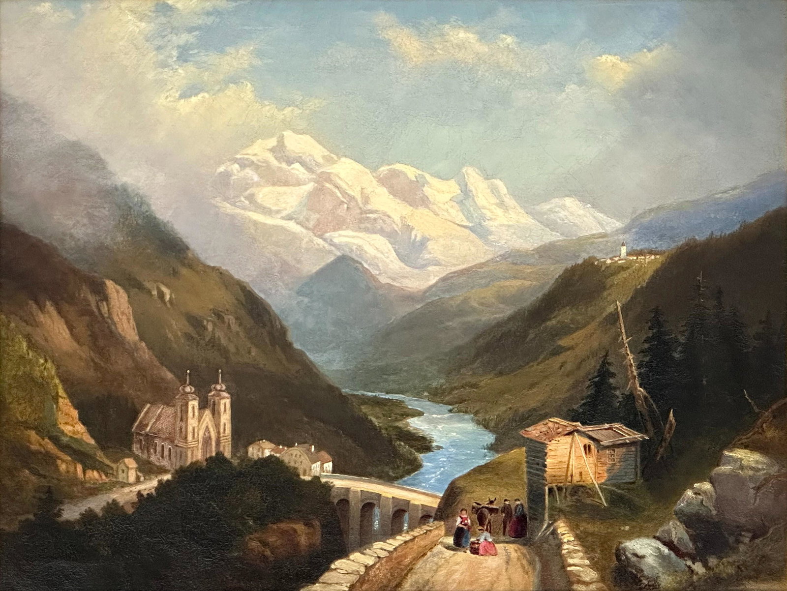 19th Century Continental Mountain Landscape, Oil on Canvas (1 of 4)