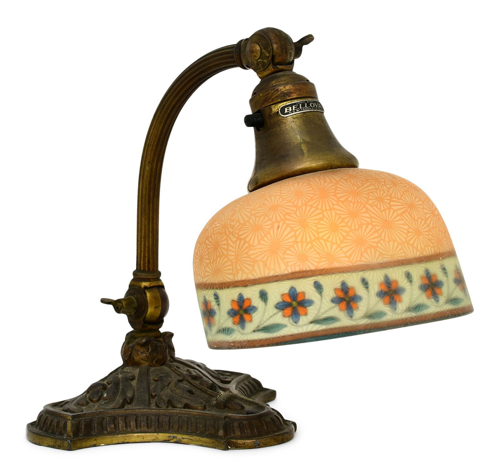 Bellova Reverse Painted Glass Desk Lamp, Harrison D. McFaddin (1 of 4)