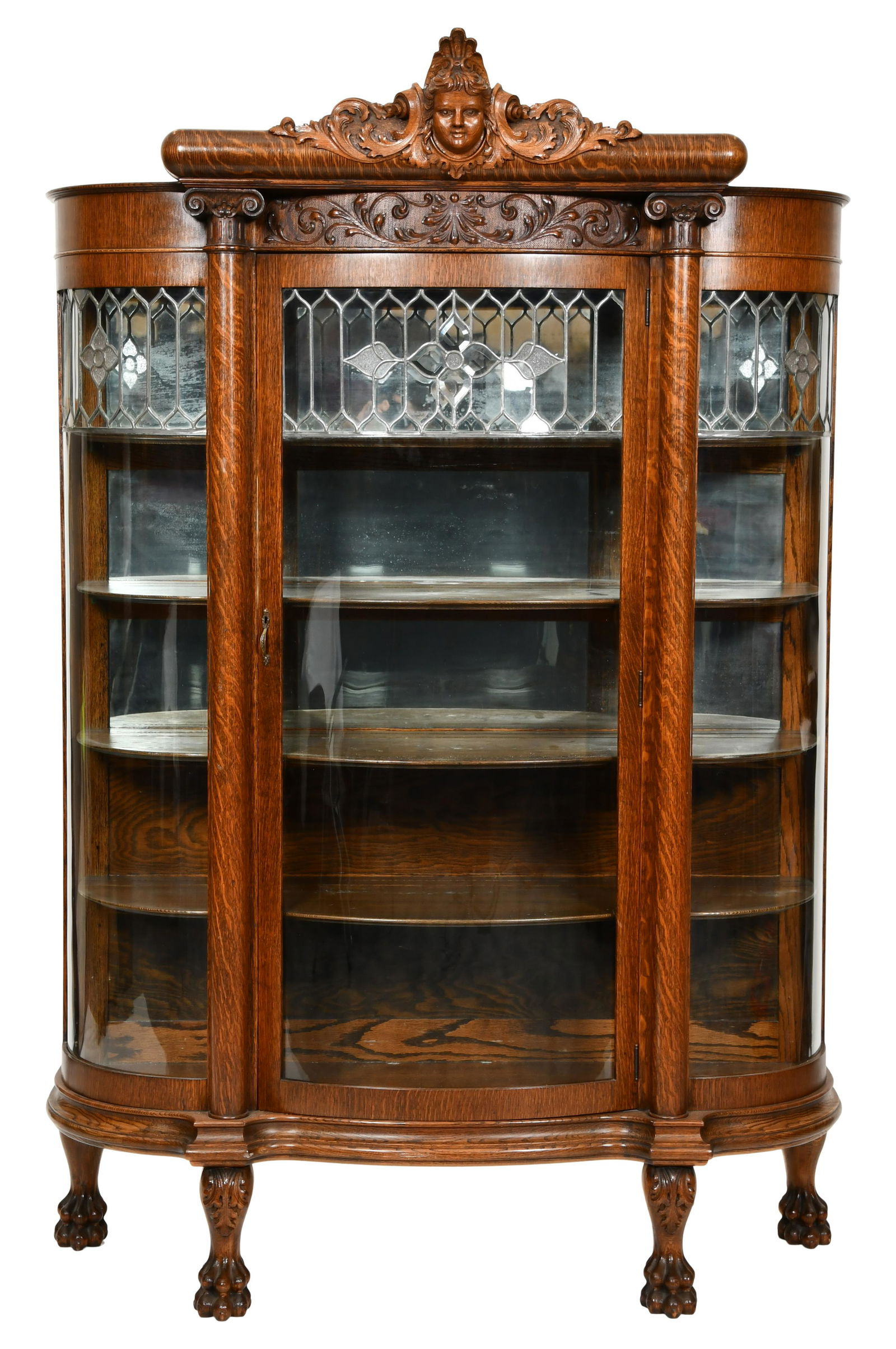 American Carved Oak China Cabinet (1 of 8)