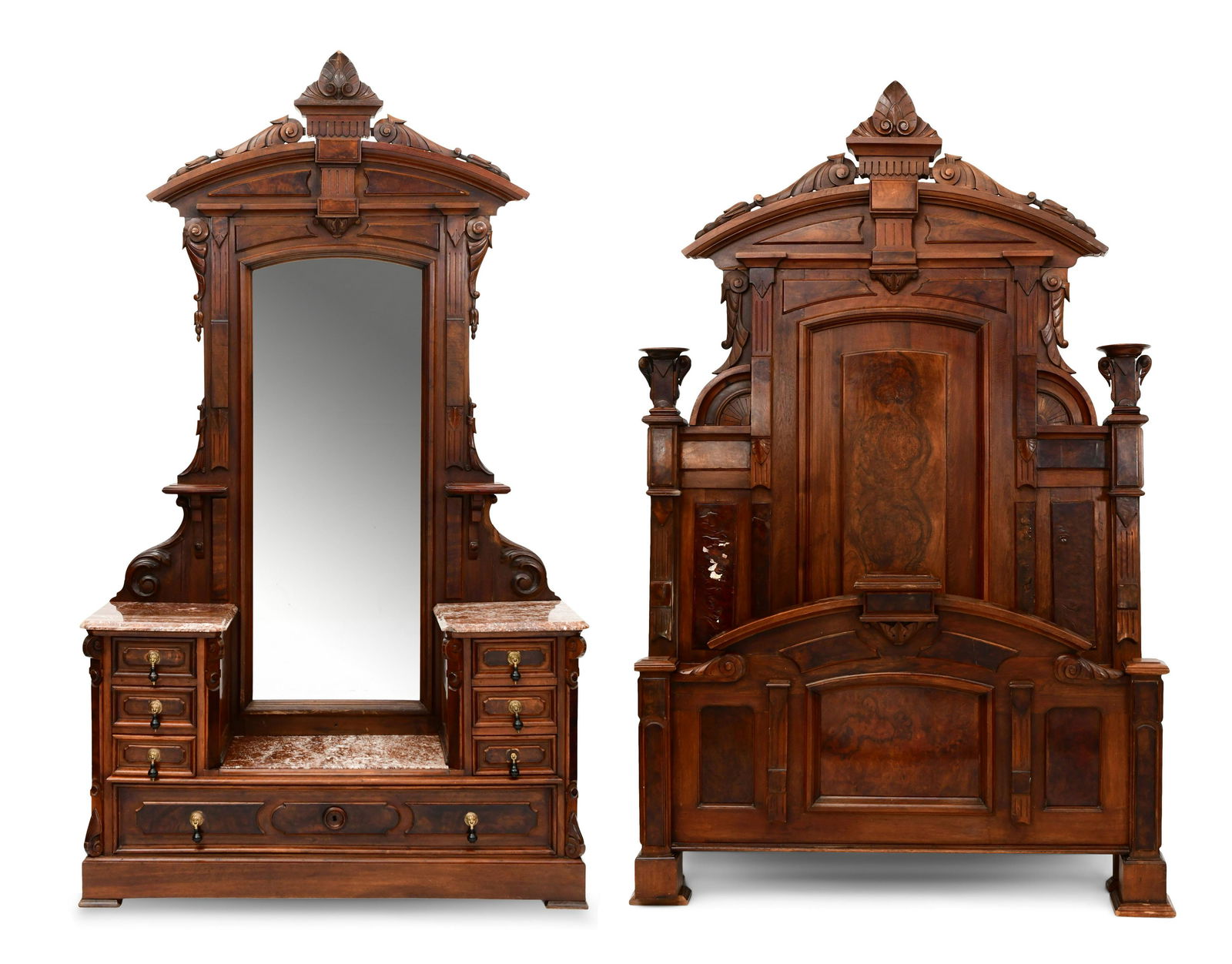 Renaissance Revival Walnut Two-Piece Bedroom Set (1 of 13)