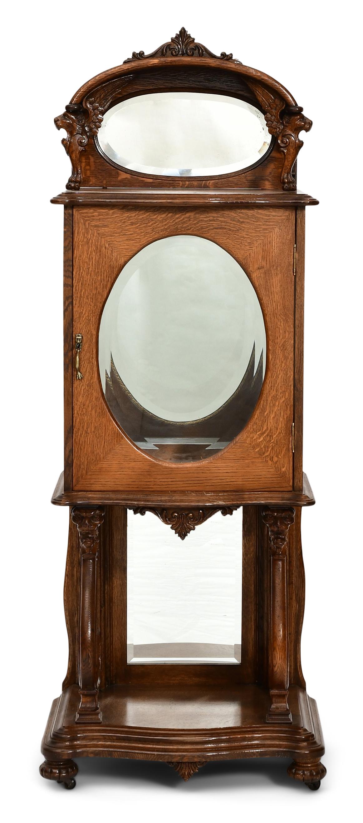 American Figural Carved Oak Cabinet with Winged Griffins (1 of 5)