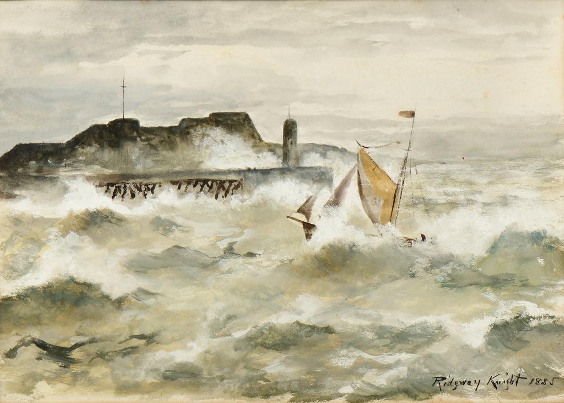 Daniel Ridgway Knight (American, 1839-1924), Coastal Landscape with Rough Seas (1 of 4)