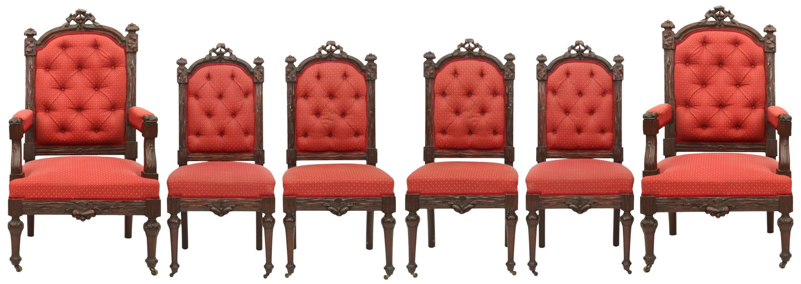 Set of Six American Black Forest-Style Carved Walnut Chairs (1 of 14)