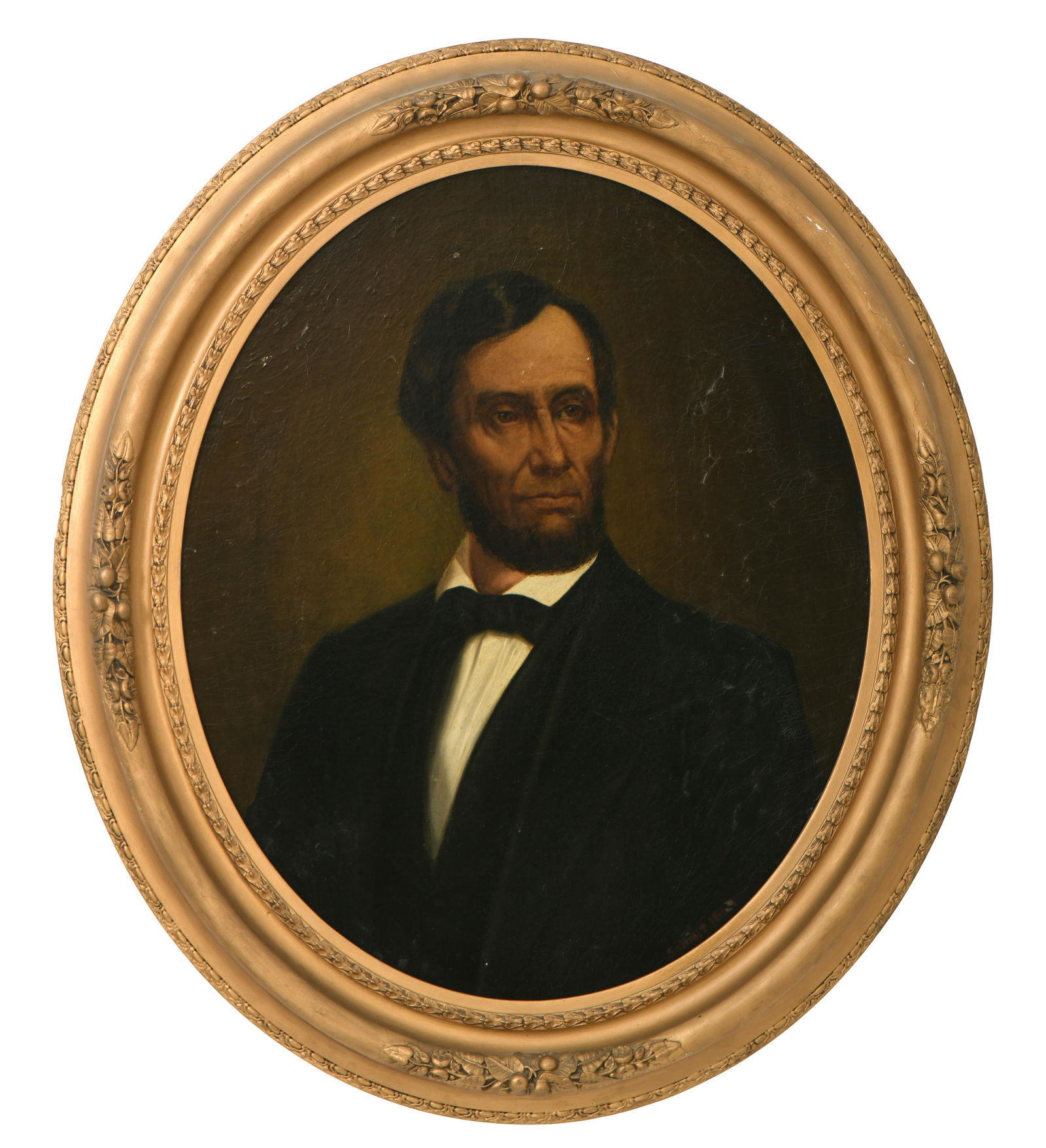 19th Century Portrait of Abraham Lincoln, Oil on Canvas (1 of 3)