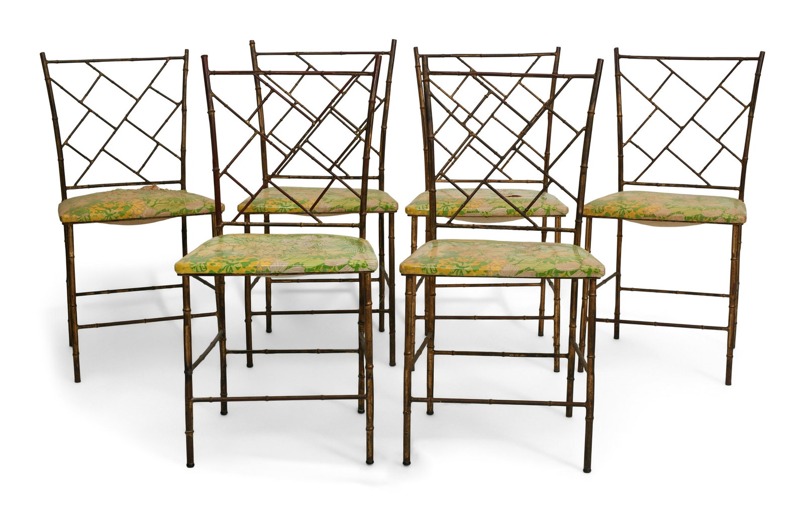 Set of Six Iron Faux Bamboo Chairs (1 of 4)