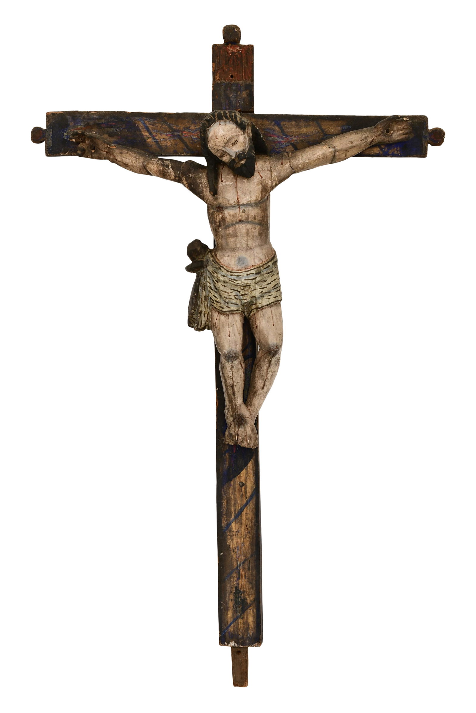 Carved and Polychrome-Painted Wood Crucifix (1 of 4)