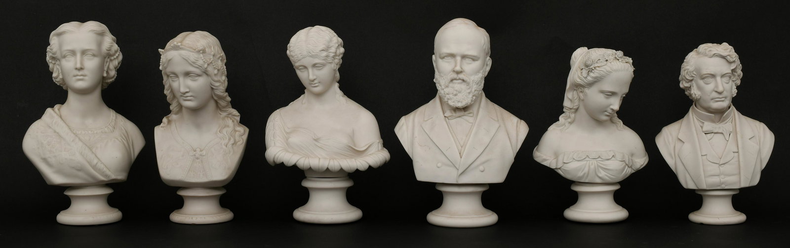 Lot of Six Parian Ware Busts (1 of 6)