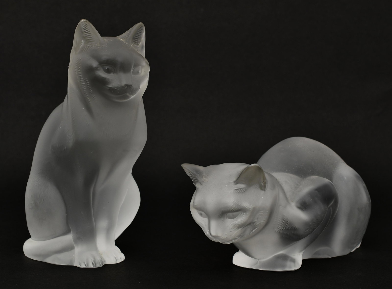 Two Lalique Frosted Crystal Figures of Cats (1 of 7)