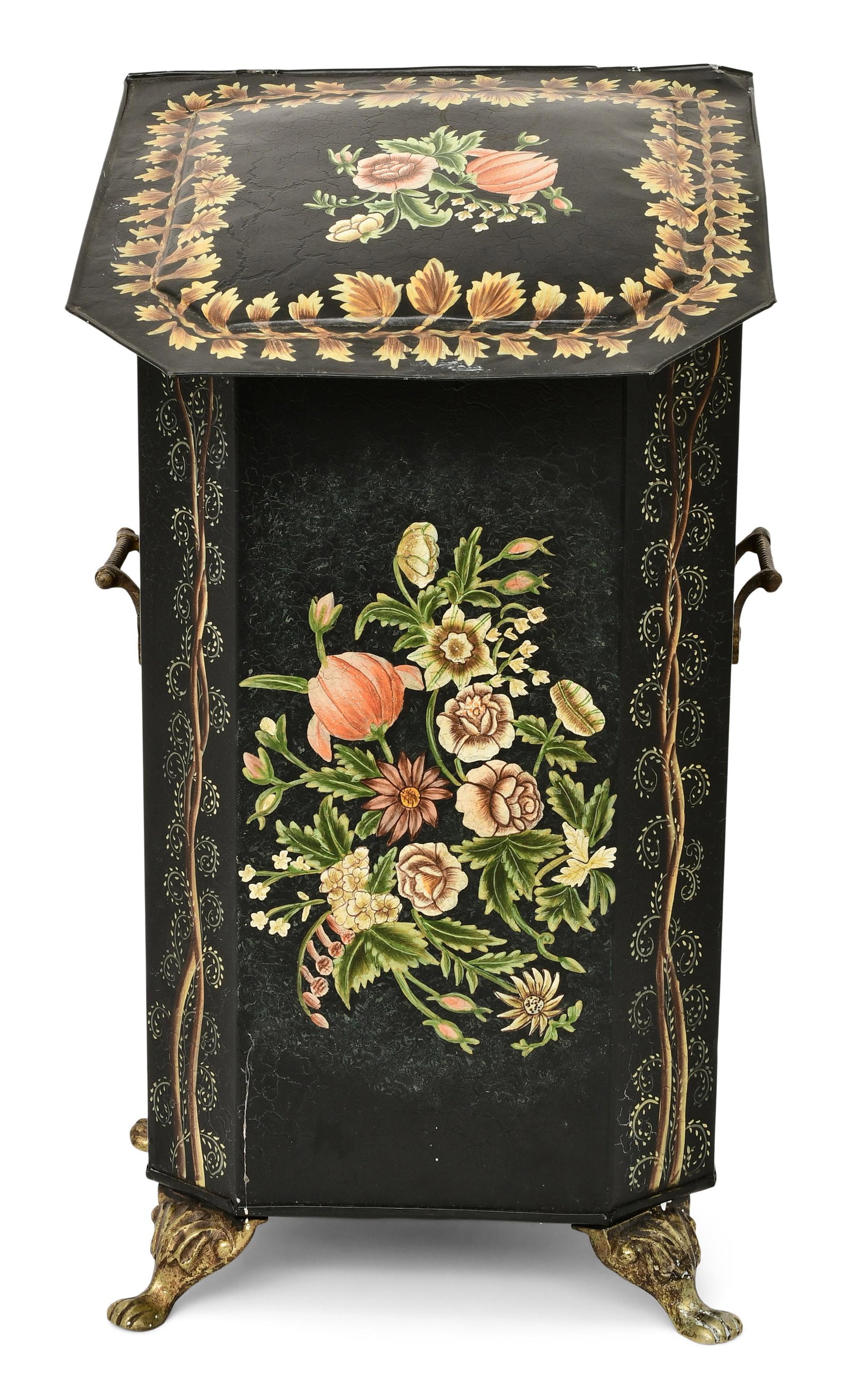Victorian Painted Tin & Brass Coal Bin (1 of 5)