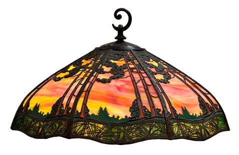 Handel Company "Sunset" Overlay Chandelier: Handel Company(Connecticut/New York, 1885-1936)"Sunset" Overlay Chandelierearly 20th centuryslag glass, patinated metalmarked "Handel"13 x 23 1/2 inchesProvenance: Property from a Wisconsin Co