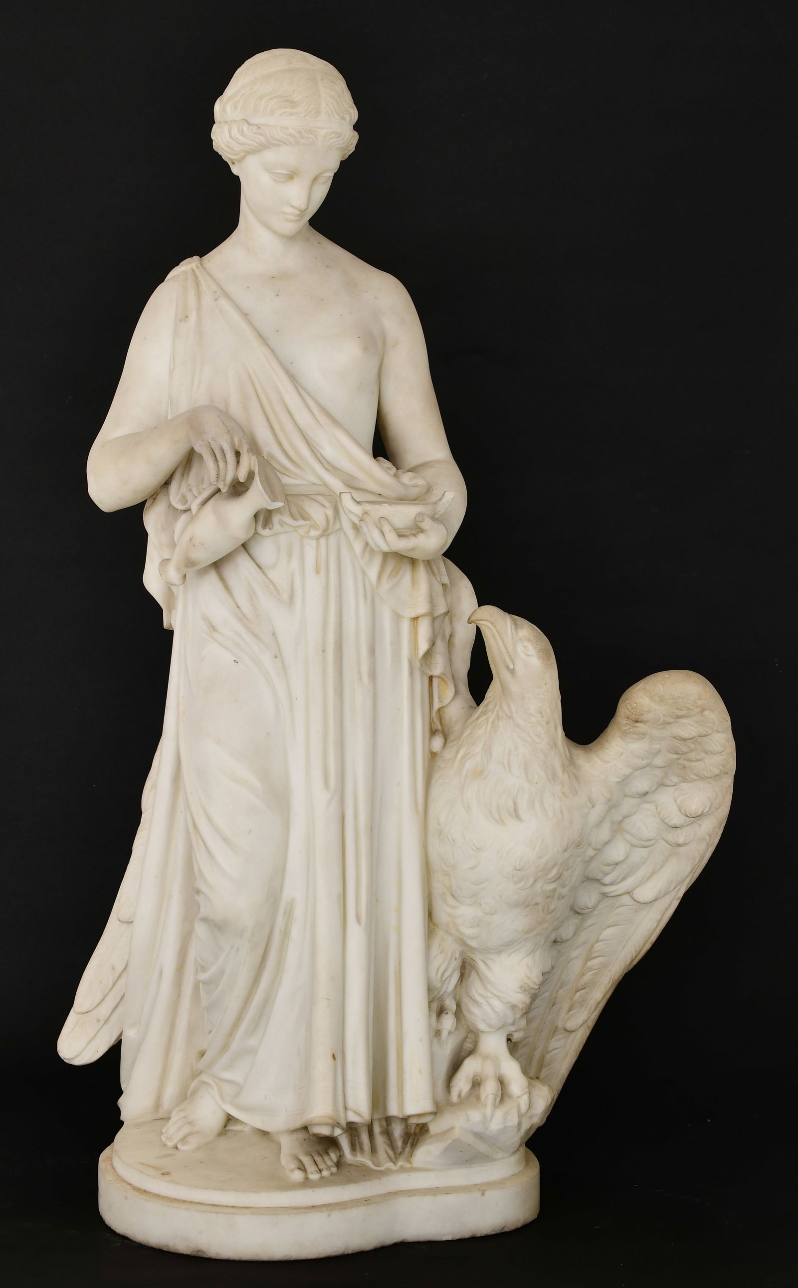 Attributed to Adamo Tadolini (Italian, 1788-1868), "Hebe and the Eagle of Jupiter": Attributed to Adamo Tadolini(Italian, 1788-1868)"Hebe and the Eagle of Jupiter"marble sculpturesigned and dated "A. Tadolini, Roma, 1838"40 x 23 x 13 inches