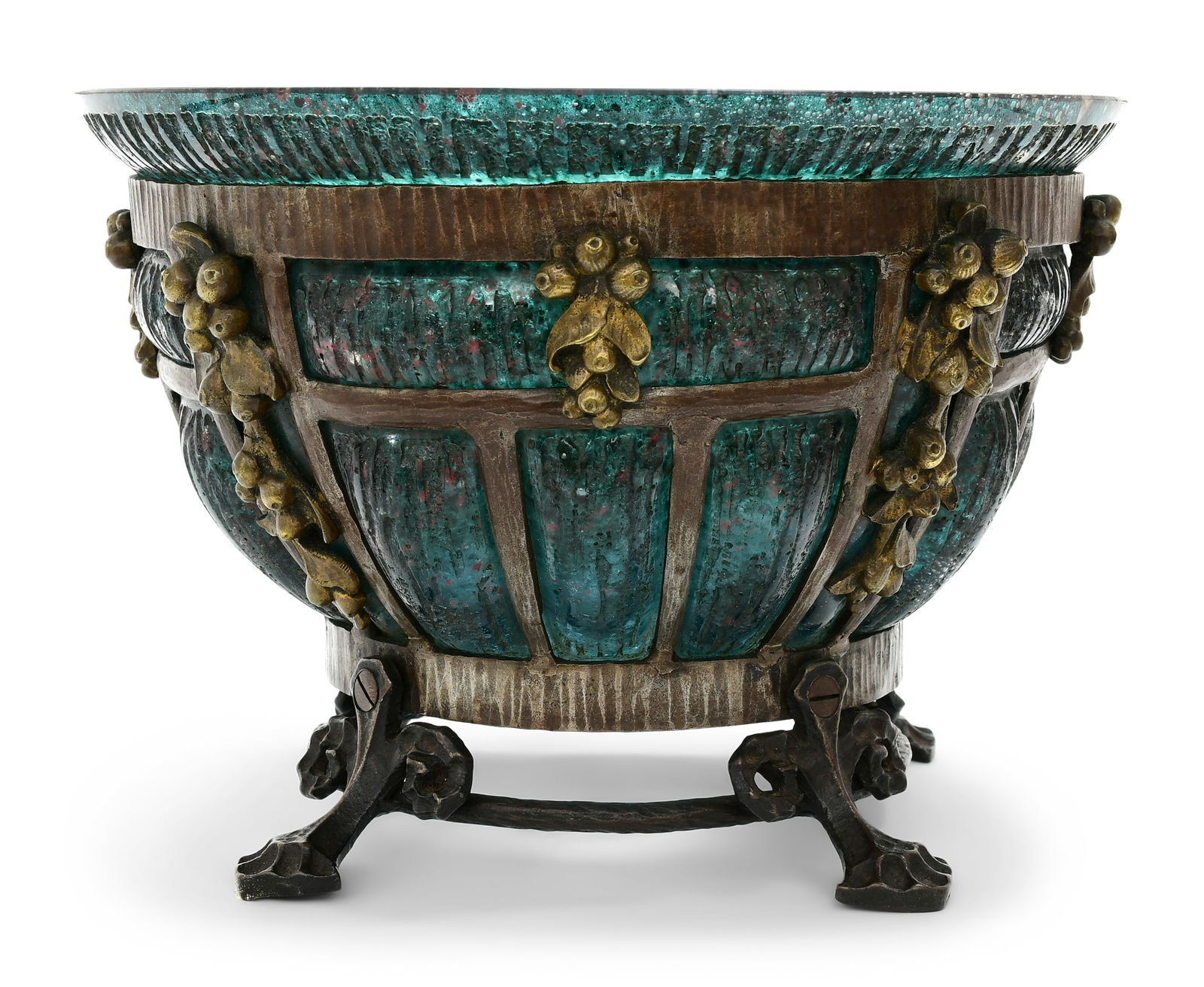 Louis Majorelle & Daum, Hand-Blown Glass & Wrought Iron Centerpiece with Berries (1 of 6)