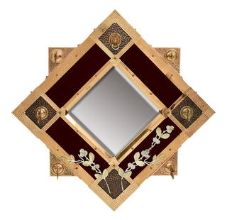 Charles Parker Company Aesthetic Movement Mirrored Hat Rack: Charles Parker Company(Meriden, Connecticut, 1832-1957)Aesthetic Movement Mirrored Hat Rackcirca 1885brass, silvered metal, glassunmarked35 x 35 x 6 1/2 inchesLiterature: Anna Tobin D'Ambrosio