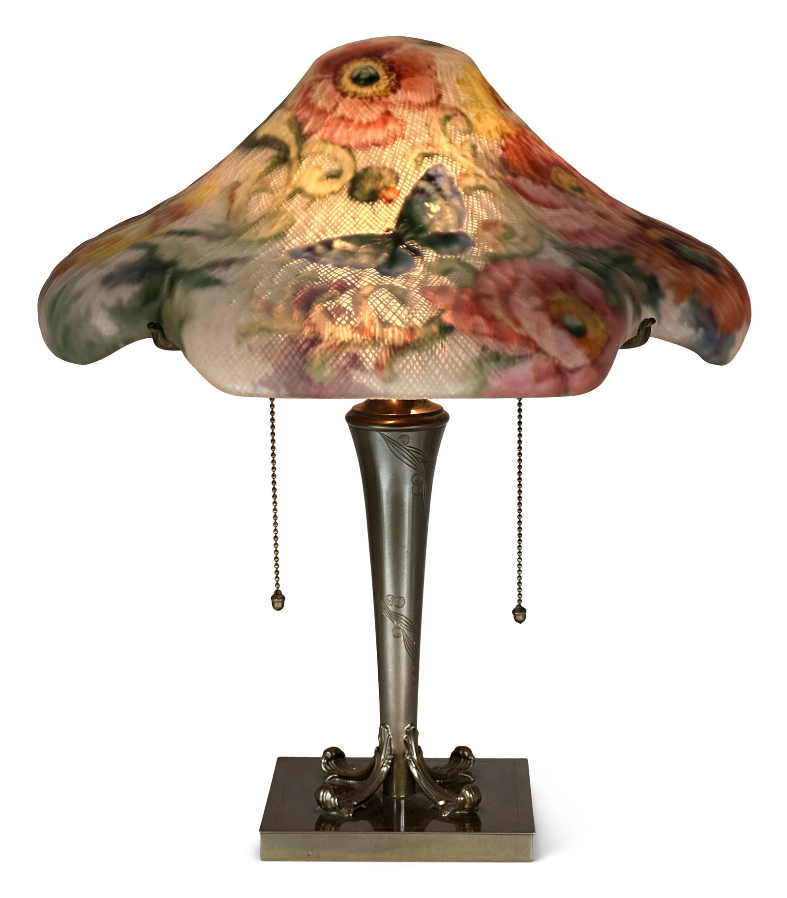 Pairpoint Table Lamp with Flowers & Butterflies (1 of 5)