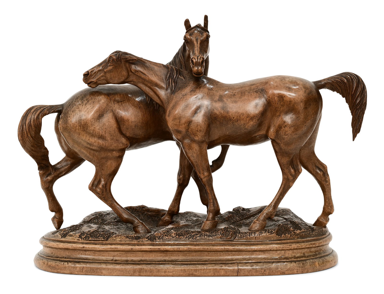 Black Forest Carved Wood Grouping of Two Horses (1 of 5)