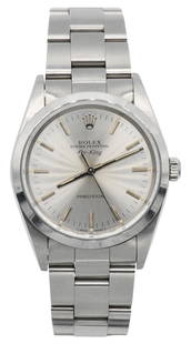 Rolex Air King Wristwatch, Reference 14000, Circa 1991: Rolex Air King Wristwatch, Reference 14000, Circa 1991Case: Stainless SteelCase Diameter: 34mmDial: SilverReference Number: 14000Serial Number: N573958Movement: AutomaticSigned: Case, dial and movemen