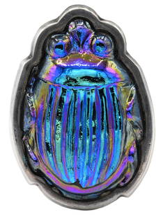 Tiffany & Co. Sterling Silver Scarab Brooch: Tiffany & Co. Sterling Silver Scarab Broochfeaturing a favrile glass scarab beetle• 1 11/16 inches (length)• 0.53 troy ounces (total weight)Notes: Fontaine's Auction Gallery can arrange sh