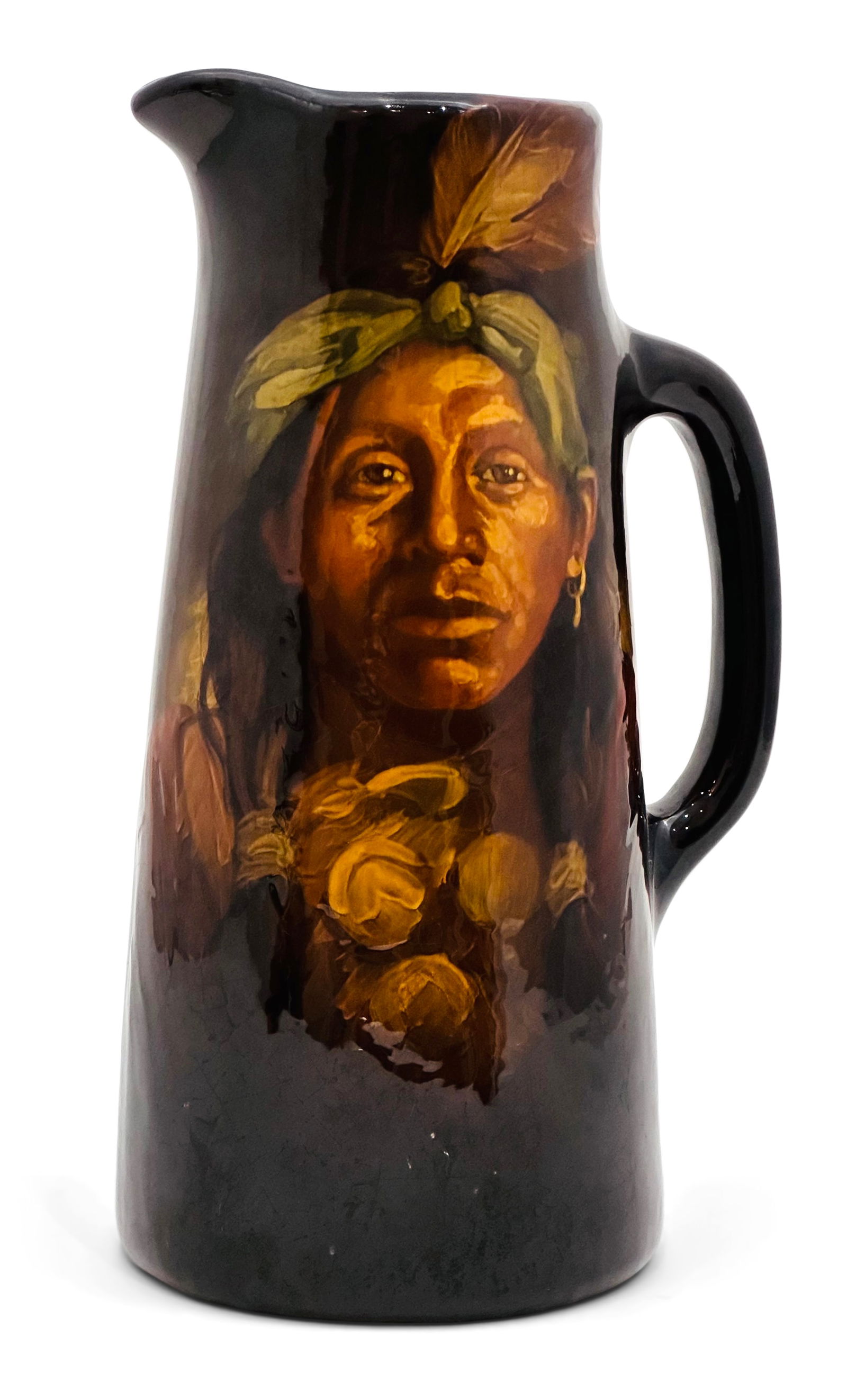 Weller Pottery Indian Pitcher, Decorated by Levi J. Burgess (1 of 2)