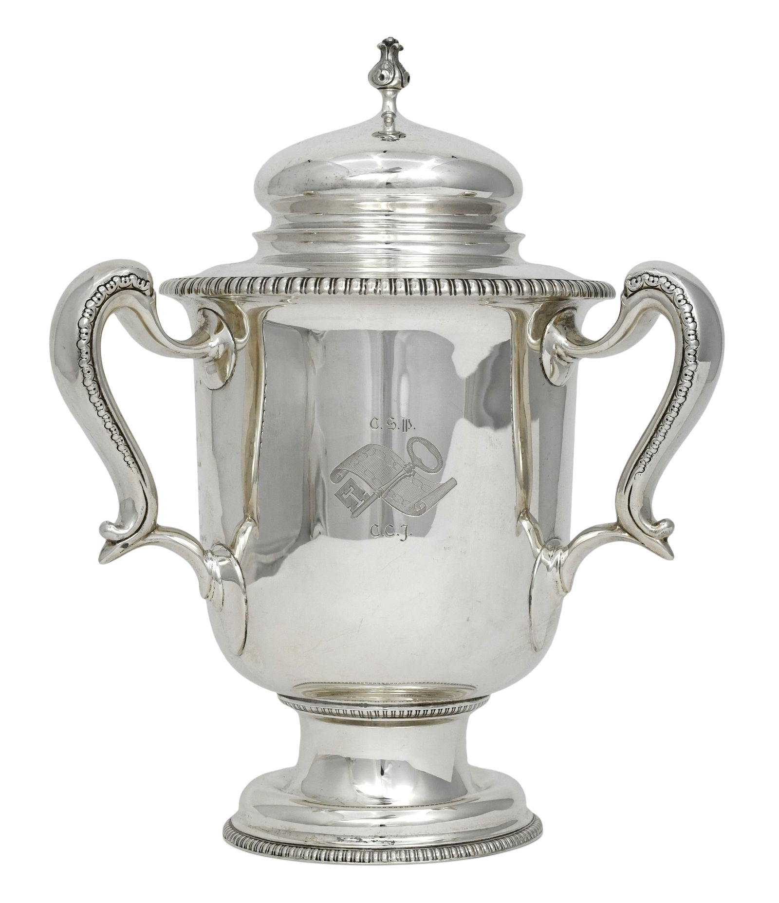 Tiffany & Co. Sterling Silver Three-Handled Loving Cup for the 1910 Yale Scroll and Key Society (1 of 6)