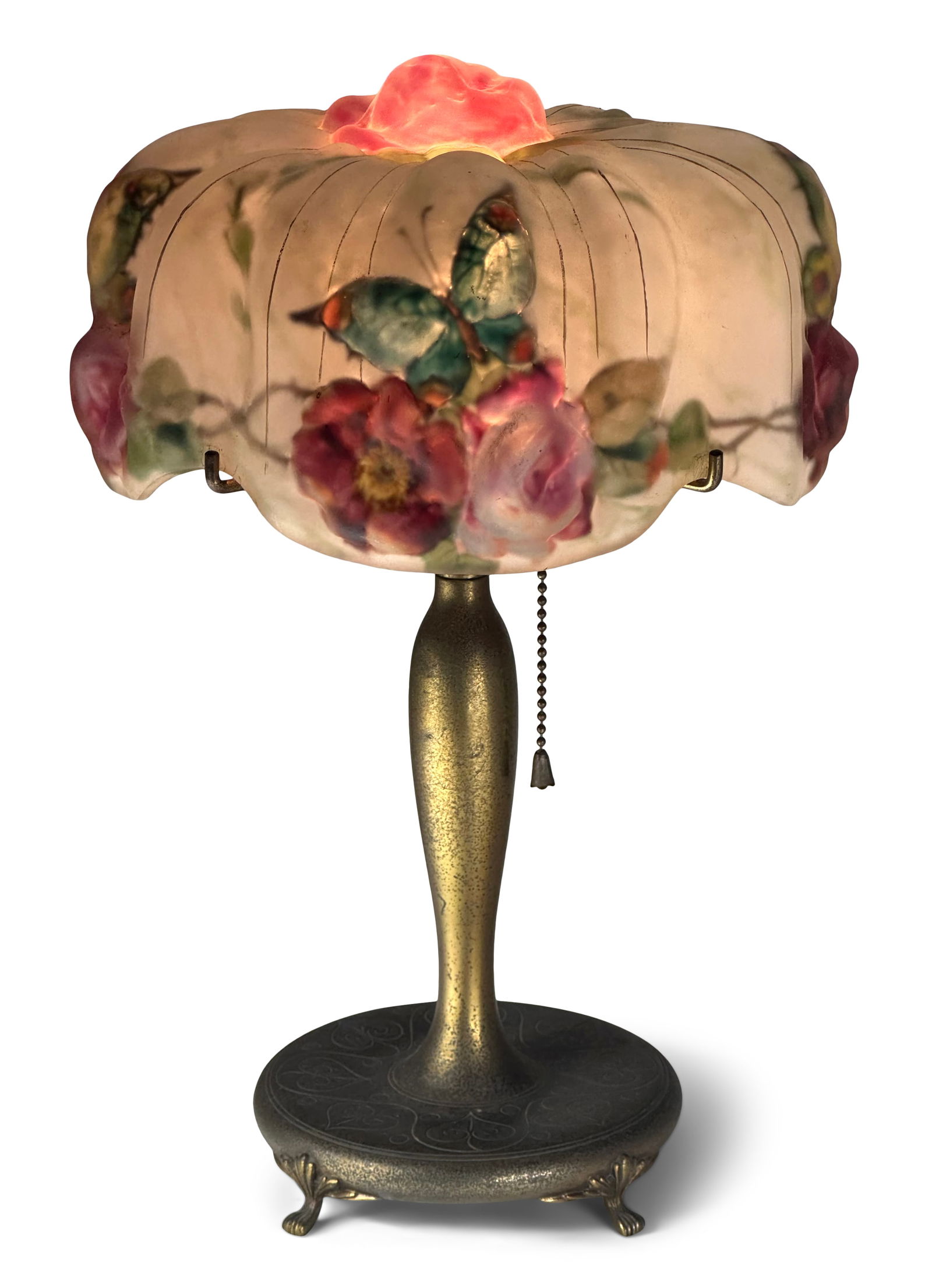 Pairpoint Puffy Table Lamp with Butterflies & Flowers (1 of 5)