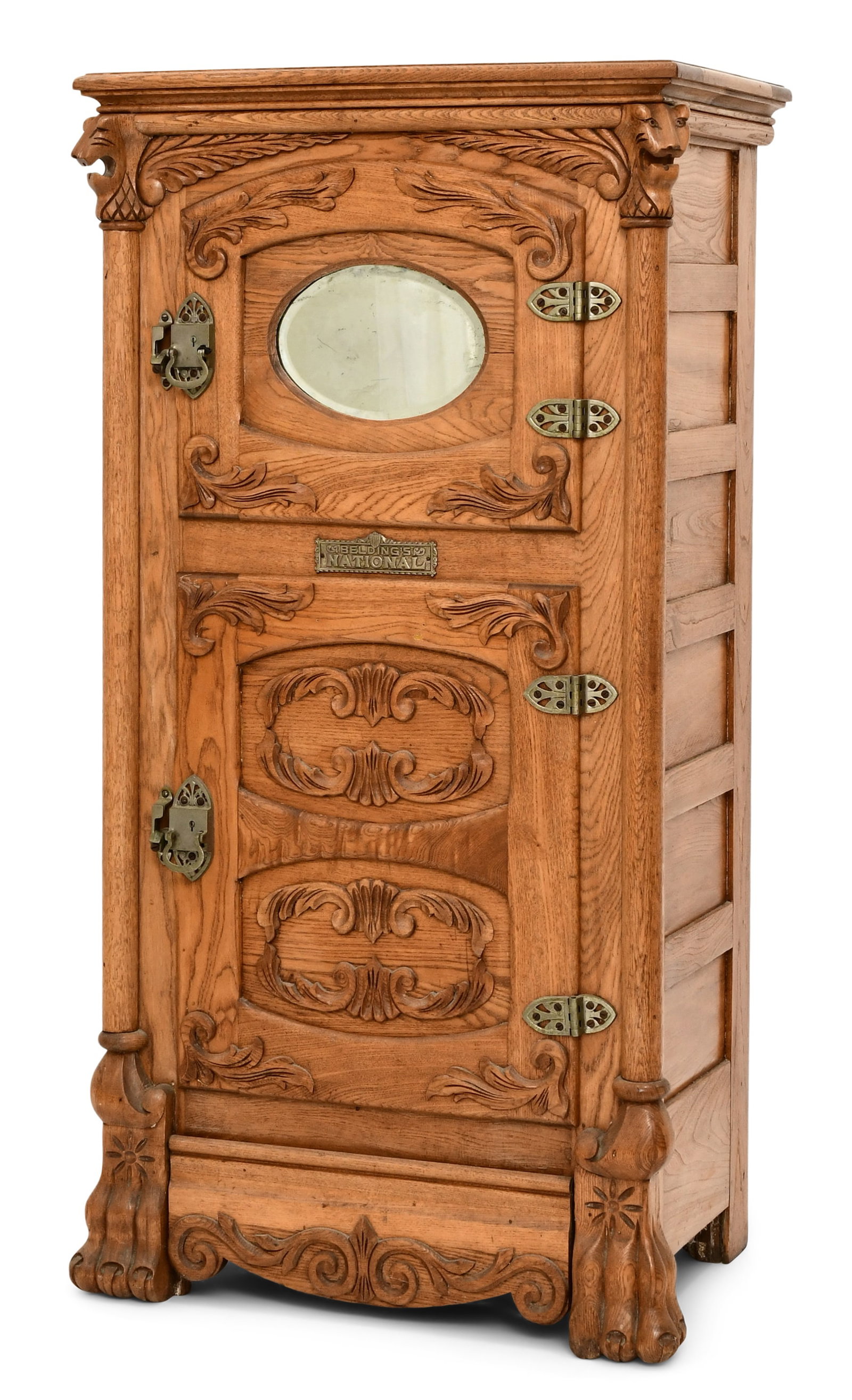 Belding's National Carved Oak Icebox (1 of 8)