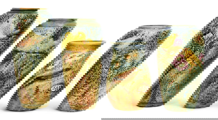 Four Weller Pottery "glendale" Vases