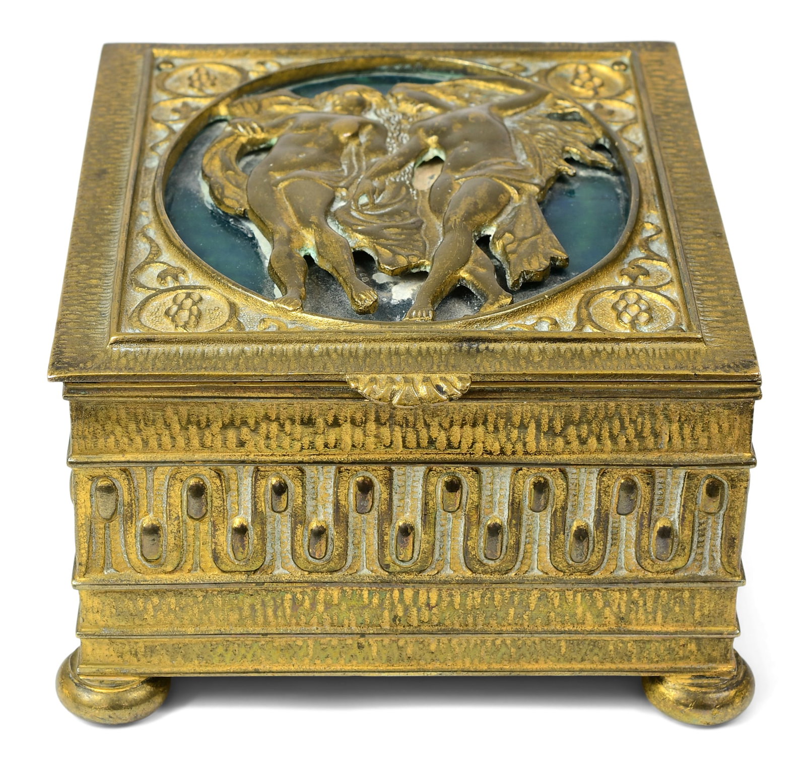 Oscar Bach Gilt Bronze & Enamel Figural Dresser Box (1 of 6)