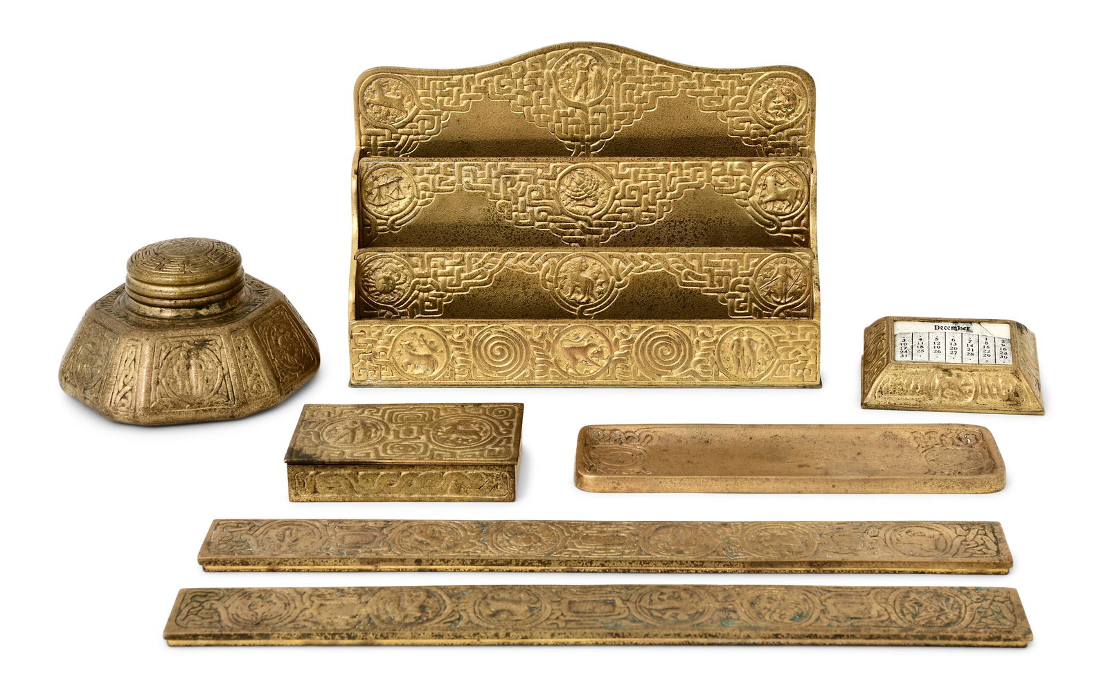 Tiffany Studios Six-Piece "Zodiac" Desk Set (1 of 11)