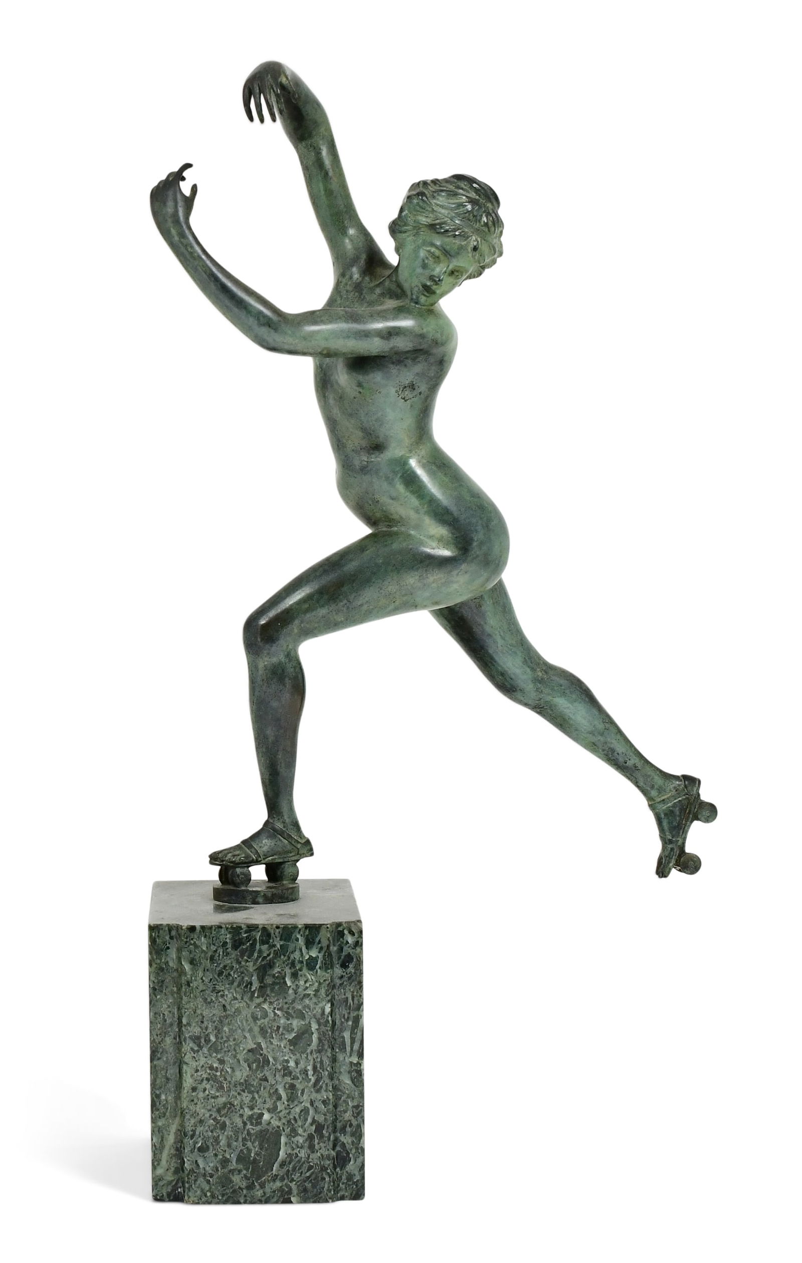 American Patinated Bronze Sculpture of a Roller Skater, H. Calot (1 of 7)