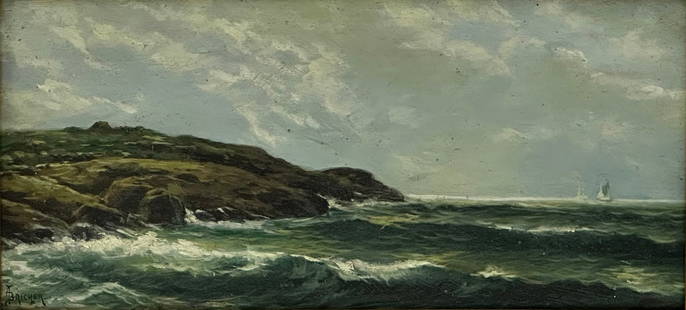 Alfred Thompson Bricher (American, 1837-1908), Coastal Landscape: Alfred Thompson Bricher(American, 1837-1908)Coastal Landscapeoil on panelsigned "A. Bricher" (lower left)5 1/4 x 11 1/4 inches (sight)11 1/4 x 17 1/4 inches (frame)Provenance: Private Collecti