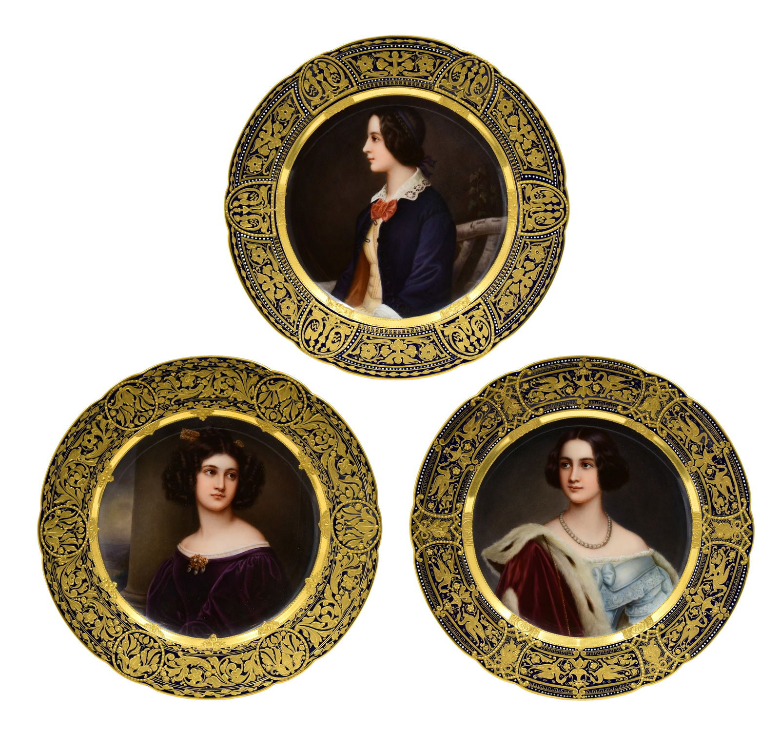Three Heubach Porcelain Portrait Plates in Boxes, Painted after Joseph Karl Stieler (1 of 11)