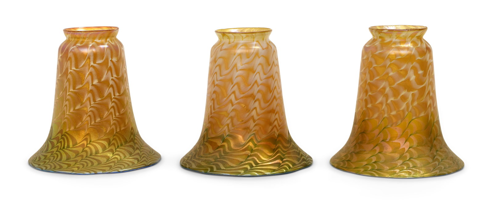 Three Lustre Art Glass Co. Decorated Shades (1 of 3)