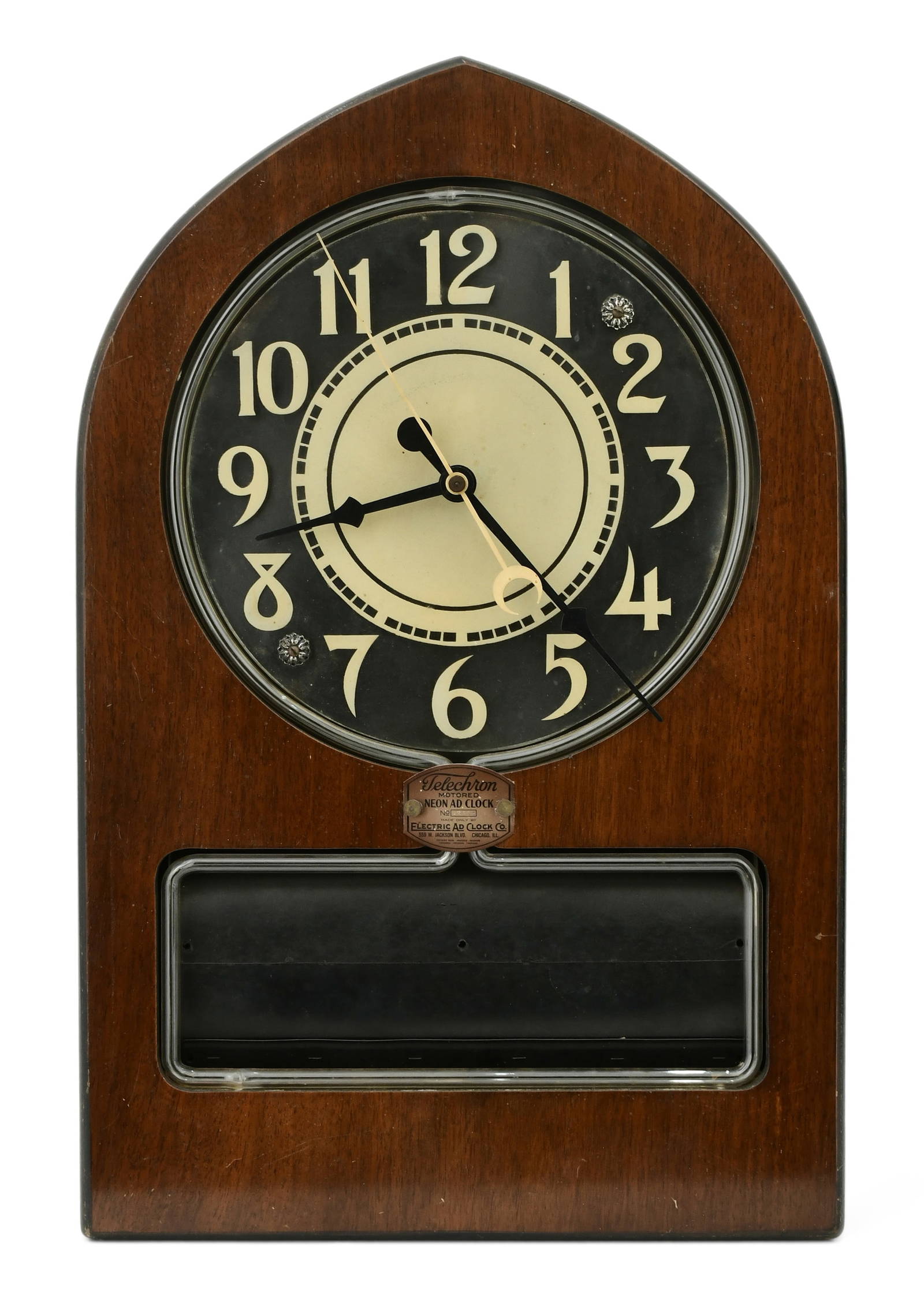 Electric Ad Clock Co. "telechron" Motored Neon Clock With Case Auction